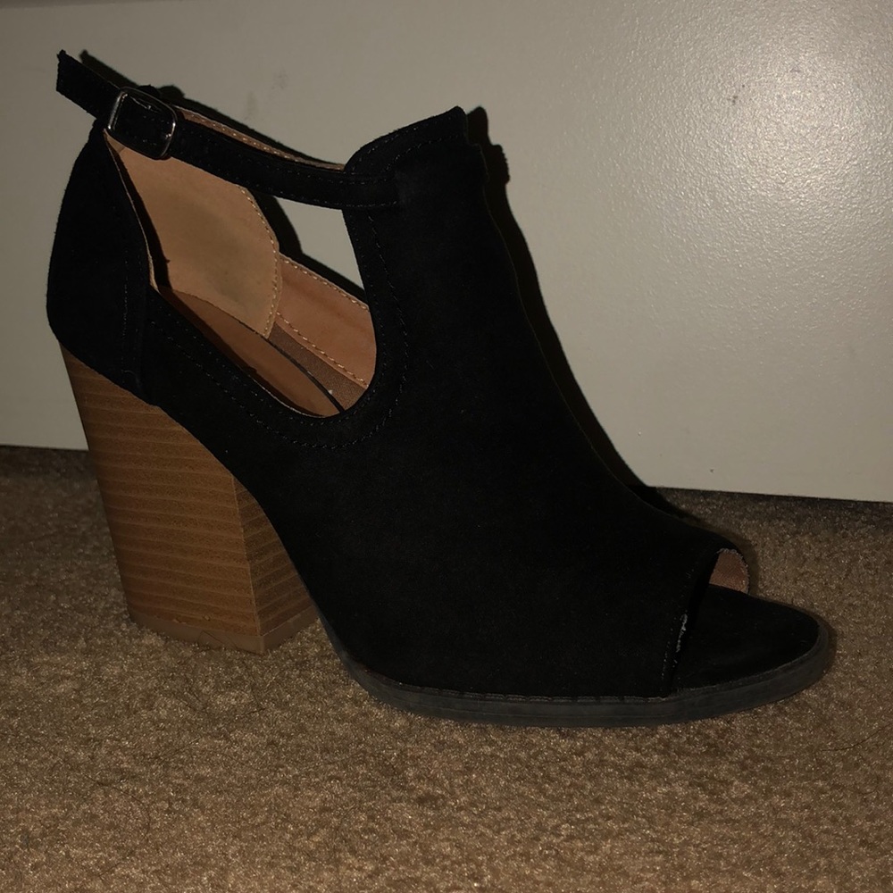 Black Open Toe Booties